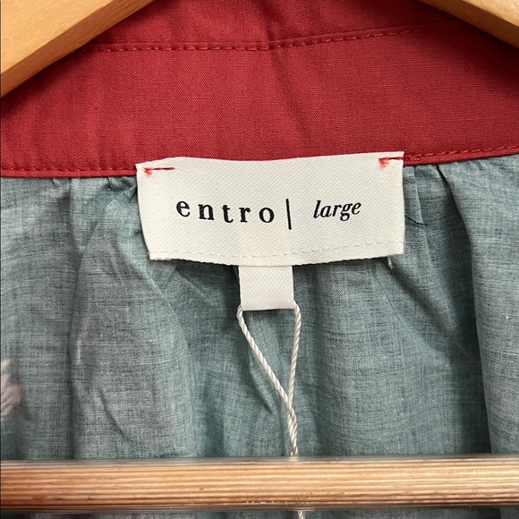 NWT Floral Entro Top Blouse Shirt Large Teal Green Pink New with Tags! - Picture 6 of 12